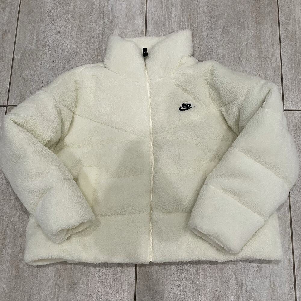 New Nike Therma-Fit Series Down Fill Fluffy Jacket Cream Size XL DD4654-715
